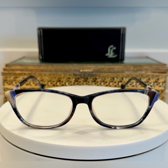 Lisa Loeb Eyewear by Classique - Blue/Amber/Cream - Rx EUC Frames & LL Hard-case - Picture 1 of 16